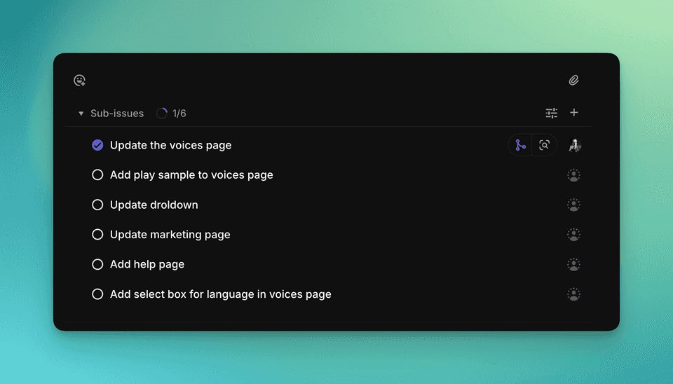 Linear sub-tasks
