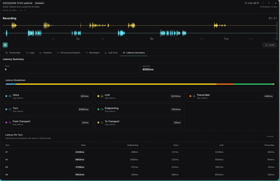 Vapi latency — 5 seconds per turn